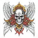 spartan wings skulls tattoo design idea