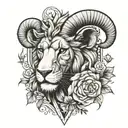 lion lamb cross tattoo design idea