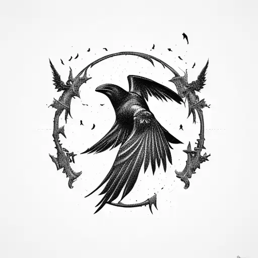 Dark Graveyard with ravens tattoo design idea