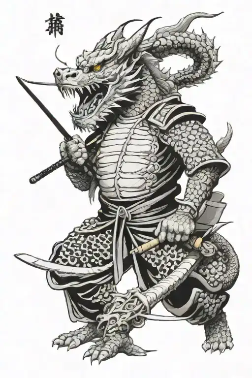 dragon Japan samurai warrior tattoo design idea