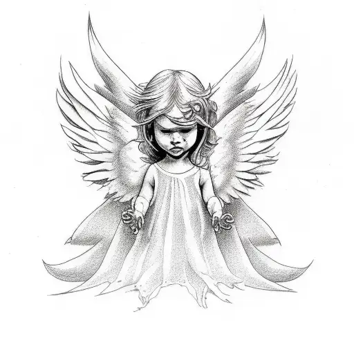 angel Michael aesthetic tattoo with symmetrical tattoo design idea