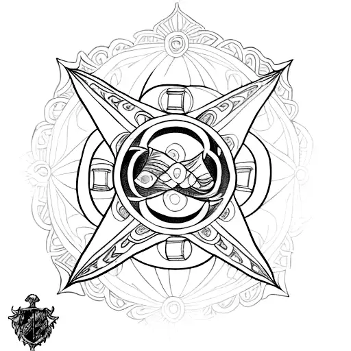 An intricate mandala design incorporating elements of Harry Potter, books, and a hot air balloon tattoo design idea