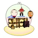 A vintage suitcase with travel stickers and a hot air balloon emerging from it tattoo design idea