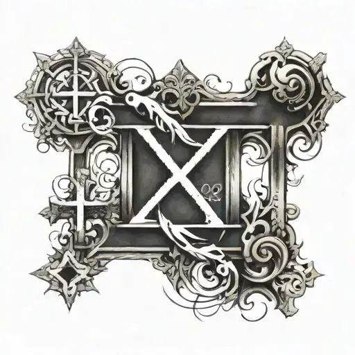Roman numerals for 9/13/22 and 6/20/20 with 1 John 4:19 and a faded cross tattoo design idea