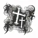 Roman numerals for 9/13/22 and 6/20/20 with 1 John 4:19 and a faded cross tattoo design idea