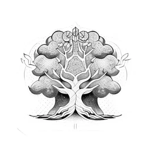runic tree tattoo design idea
