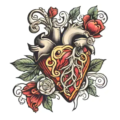 corazon roto por amor mientras sus pulsaciones disninuyen tattoo design idea