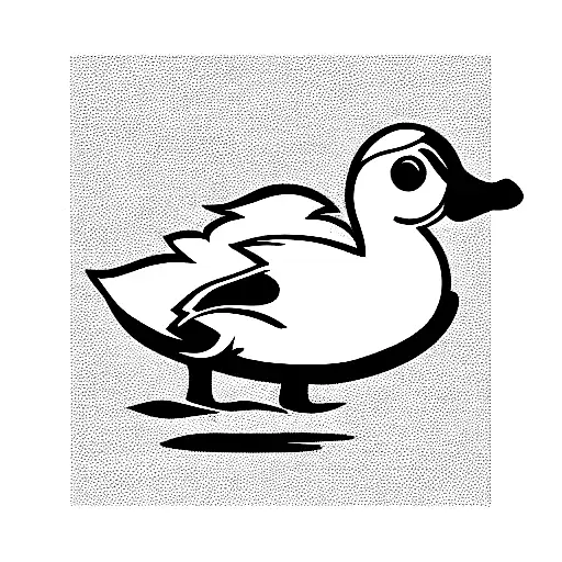 sideways duck black and white tattoo design idea