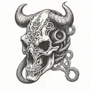 Cow skull with snake weaving throughout   tattoo design idea