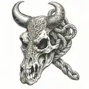 Cow skull with snake weaving throughout   tattoo design idea