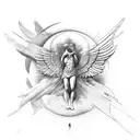 the fall of icarus in style of the brasilian illustrator diego sanchez tattoo design idea