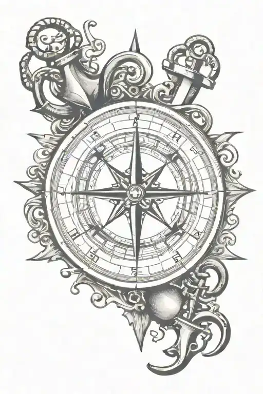 compass and anchor tattoo tattoo design idea