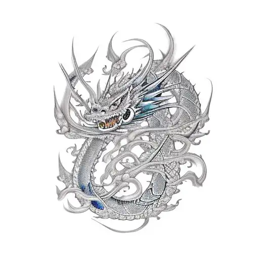 blue eyed dragon tattoo design idea