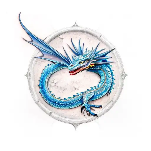 blue eyed dragon tattoo design idea