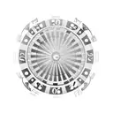 A stylized roulette wheel with dollar signs instead of numbers tattoo design idea