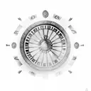 A stylized roulette wheel with dollar signs instead of numbers tattoo design idea