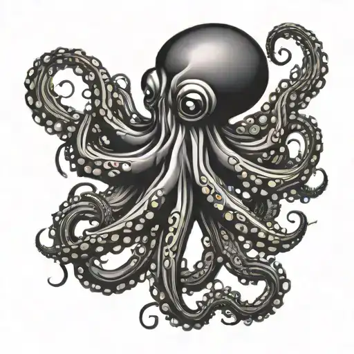 all black octopus emerging tattoo design idea