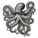 all black octopus emerging tattoo design idea