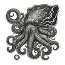 all black octopus emerging tattoo design idea