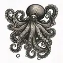 all black octopus emerging tattoo design idea