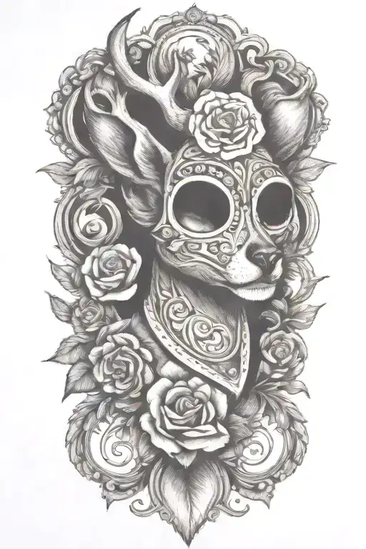 deer head tattoo design idea