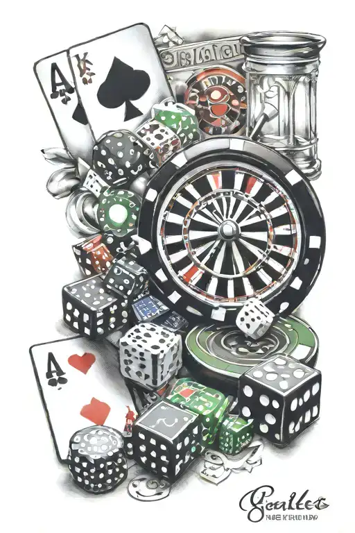 poker,snooker,dice,roulette tattoo design idea