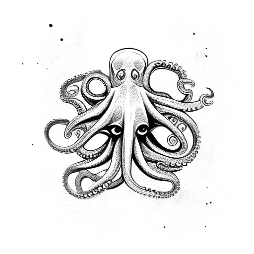 Tribal "Diver Fighting A Octopus" Tattoo Idea BlackInk AI