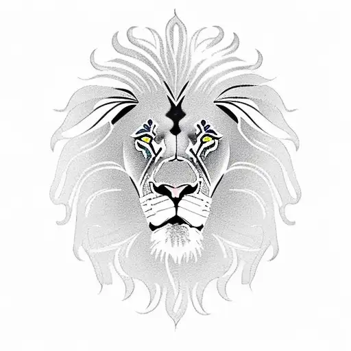 lion with mane made of paisley's and the sun incorporated  tattoo design idea