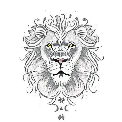 lion with mane made of paisley pattern tattoo design idea