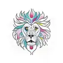 lion with mane made of paisley pattern tattoo design idea