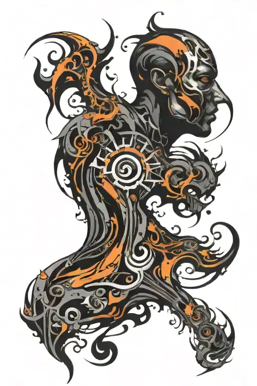 black work tattoo with some black terror that goes from the left pectoral to the left side of the neck tattoo design idea