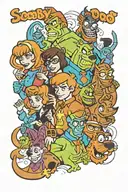 scooby doo full sleeve tattoo featuring elements of original monsters and villains. mystery inc characters hex girls tattoo design idea