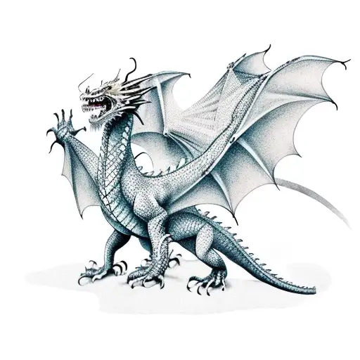 the dragon standing on the books tattoo design idea