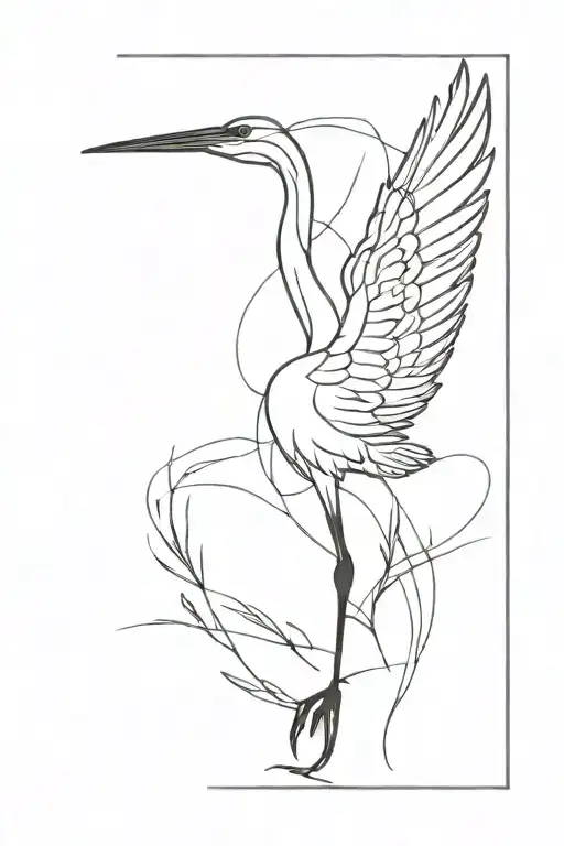 Crane bird rising tattoo design idea