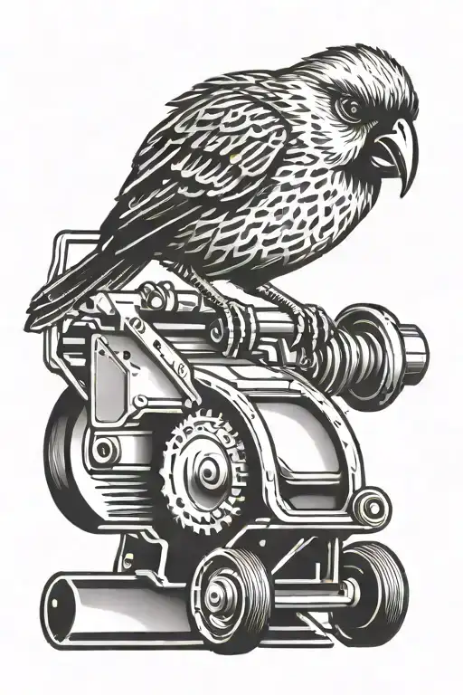 finch push mower biscuit tattoo design idea