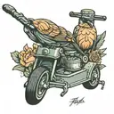 finch push mower biscuit tattoo design idea