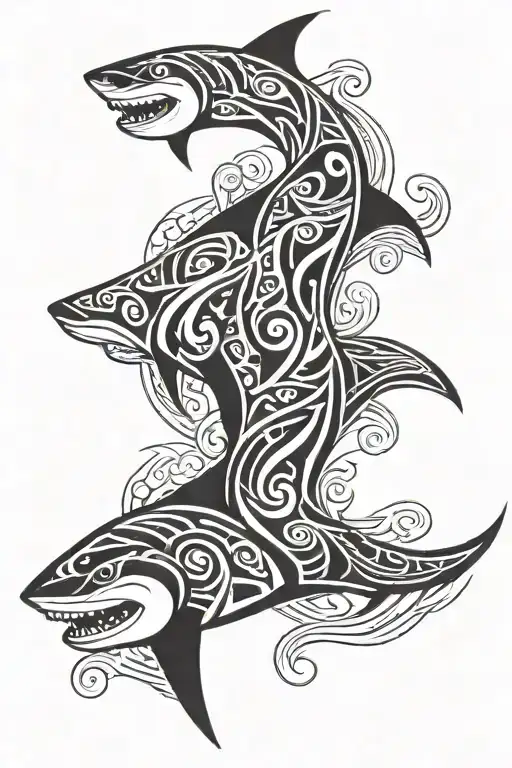 polynesian shark  tattoo design idea