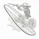 surfing skeleton cowboy tattoo design idea