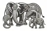 mama elephant and baby elephant holding tail  tattoo design idea