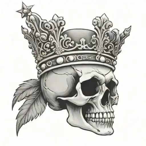 skull and crown  tattoo design idea