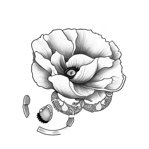 sleeve with poppy, jade, narcissus  tattoo design idea