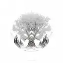 yggdrasill, world tree, myth, Scandinavian, mitgard, niffelheim, Asgard tattoo design idea