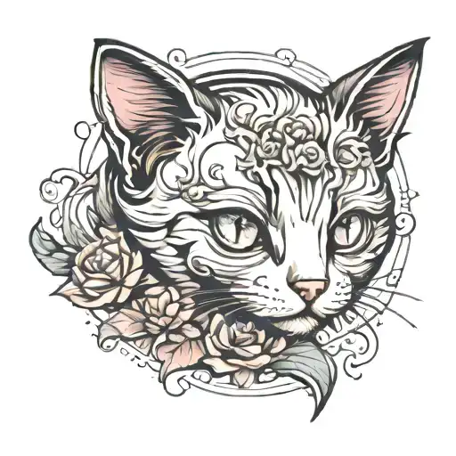 Cat without a tail tattoo design idea