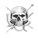 western skull with revolver tattoo design idea