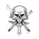 western skull with revolver tattoo design idea