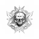 western skull with revolver tattoo design idea