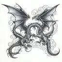 two dragons flying one after another on the forearm tattoo design idea