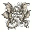 two dragons flying one after another on the forearm tattoo design idea