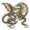 two dragons flying one after another on the forearm tattoo design idea