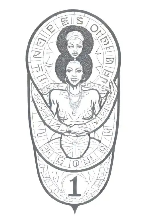 african female twins sign, sobriety date 11/23, tattoo design idea